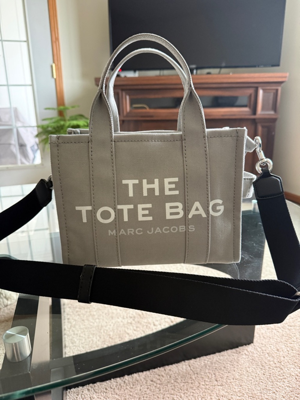 Marc Jacobs Gray Canvas The Tote Bag Mini Messenger
